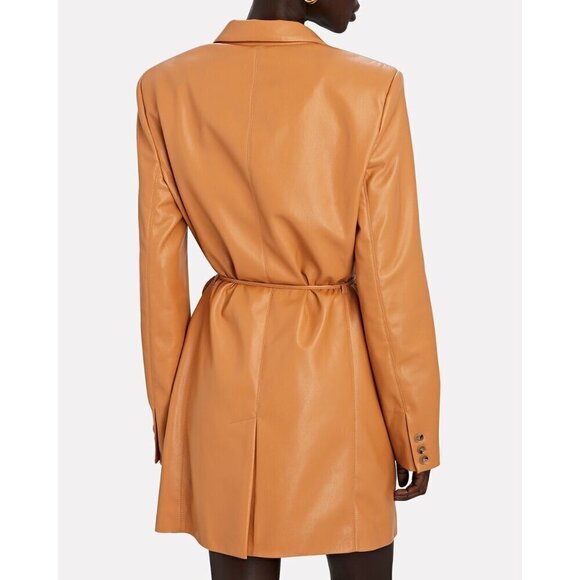 💕NANUSHKA💕 Remi Vegan Leather Blazer Dress ~ Light Brown Medium - Picture 2 of 16